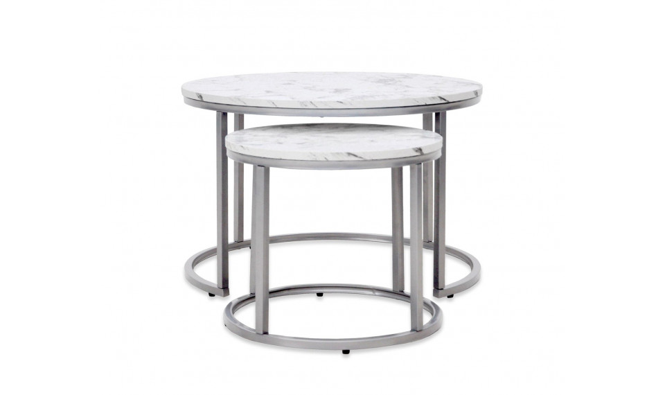 PAOLA komplekt 2 diivanilauda (60/40, 38/34 cm), värv: marmor/hõbe | Kohvilauad | ZIPhome.ee kuva 3