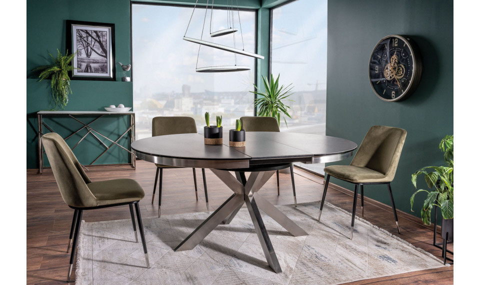 PORTO CERAMIC Extendable 136-176 Dining table, dark gray / brushed steel | Tables | ZIPhome.ee image 3