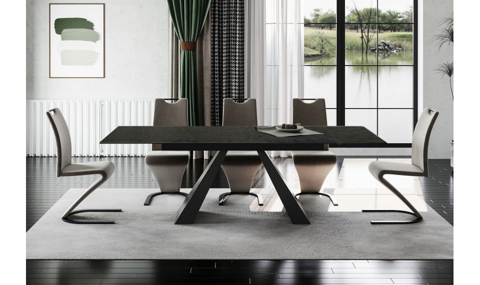 SALVADORE Extendable 160-240 Dining table, Melted glass / black matt | Tables | ZIPhome.ee image 1