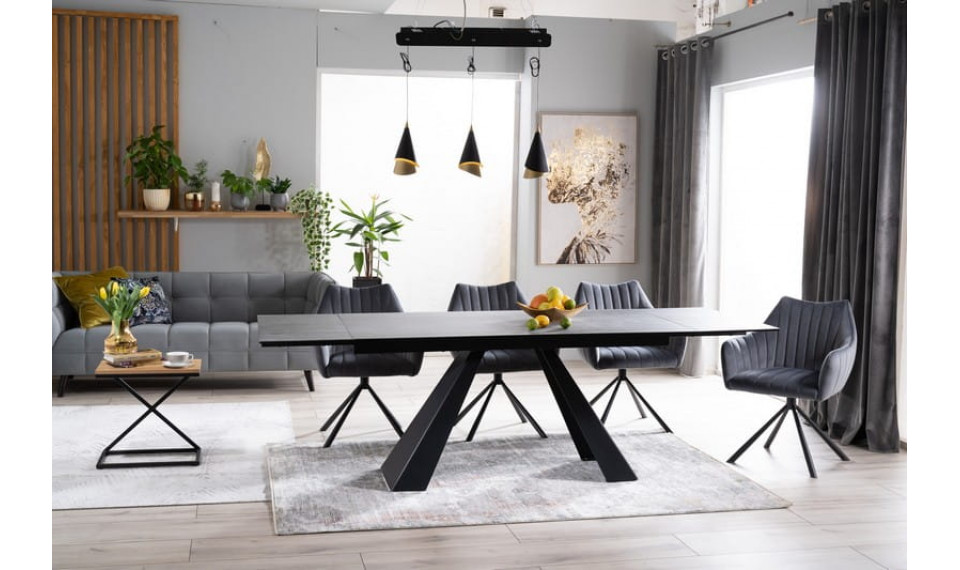SALVADORE Extendable 160-240 Dining table, gray marble / black matt | Pöydät | ZIPhome.ee kuva 2