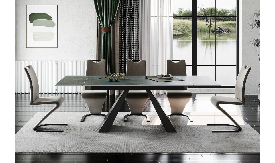 SALVADORE Extendable 160-240 Dining table, Ossido Verde / black matt | Tables | ZIPhome.ee image 1