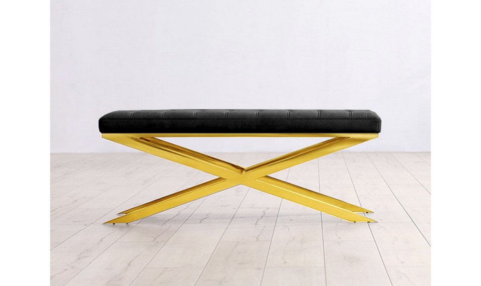 Bench Y-1020 gold/black | Footstools | ZIPhome.ee image 1