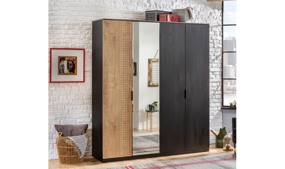 BLACK 4-ukseline riidekapp | Black | ZIPhome.ee изображение 3