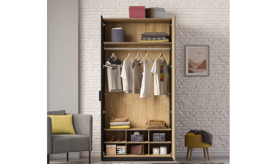 BLACK 2 DOORS WARDROBE | Black | ZIPhome.ee kuva 3