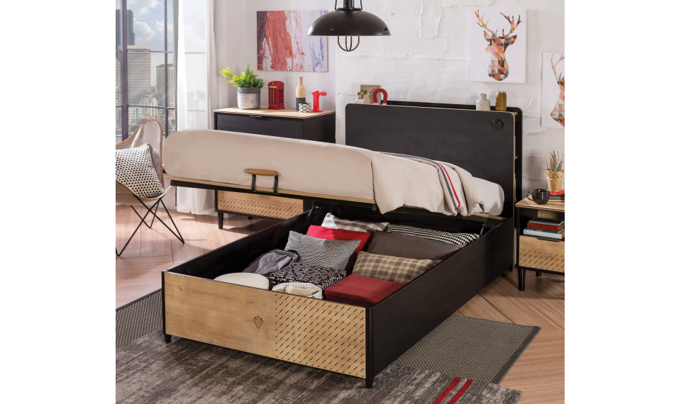 BLACK BED WIHT BASE (120x200 cm) | Black | ZIPhome.ee kuva 3