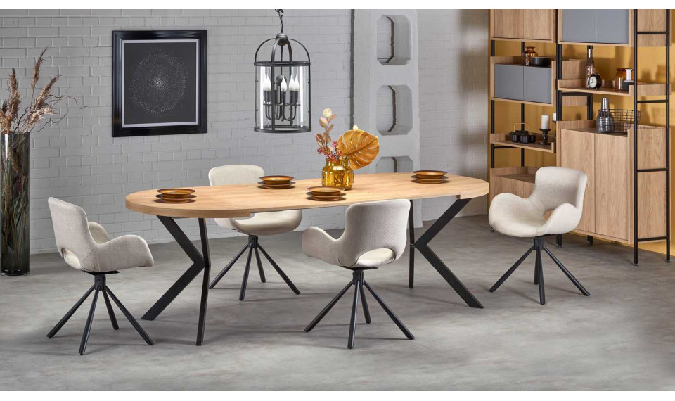 PERONI Extendable 100/250 dining table,  golden oak/black | Tables | ZIPhome.ee image 4