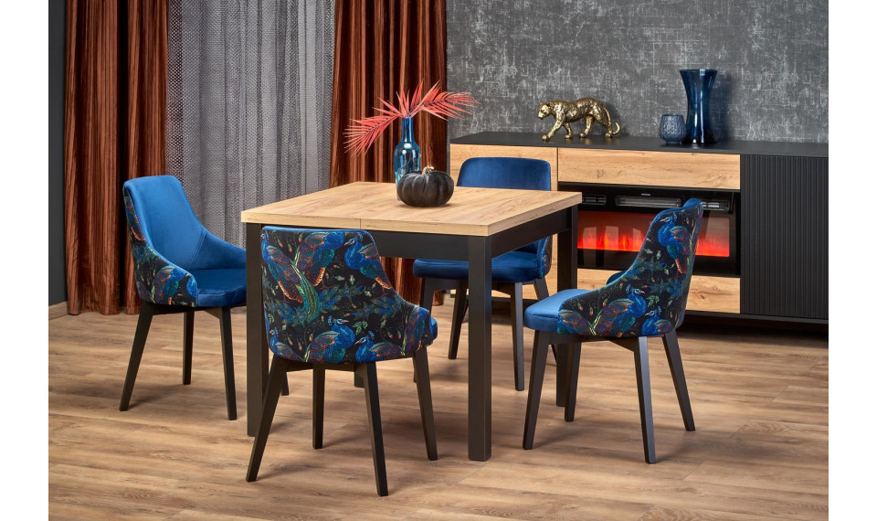 TIAGO SQUARE extendable dining table 90/125, craft oak/black | Pöydät | ZIPhome.ee kuva 1