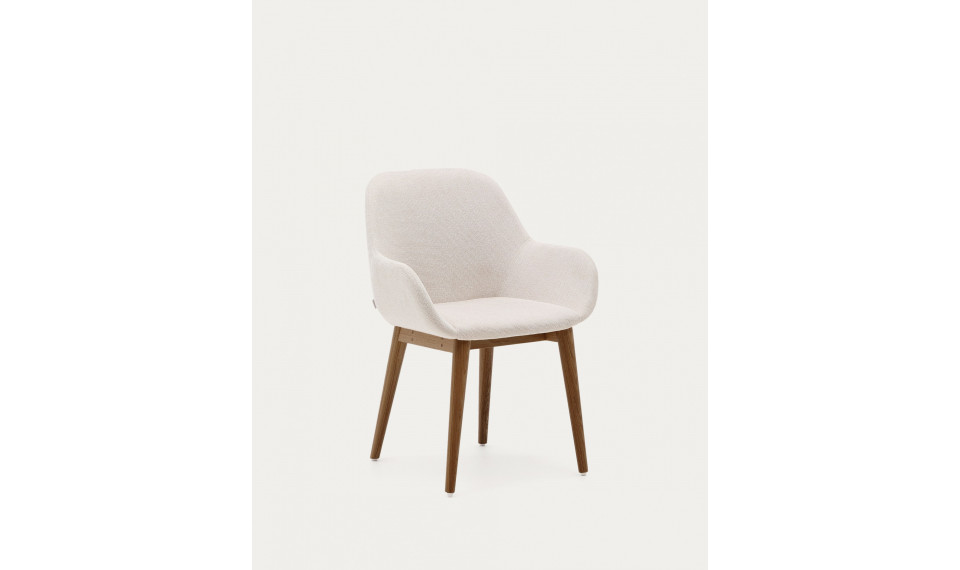 Konna chair in beige with solid ash wood legs in a dark finish | Chairs | ZIPhome.ee image 1