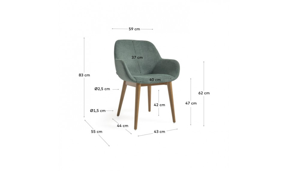 Konna chair in green with solid ash wood legs in a dark finish | Chairs and swivel chairs | ZIPhome.ee image 5