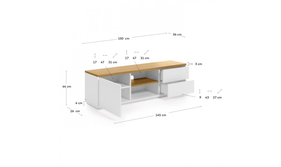 Abilen TV alus 150 cm valge | TV alused | ZIPhome.ee pilt 2