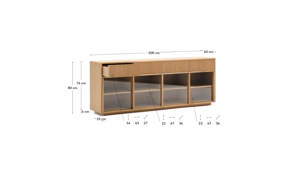Helvine sdeboard 4 drawers with glass | Dressers and sideboards | ZIPhome.ee image 2