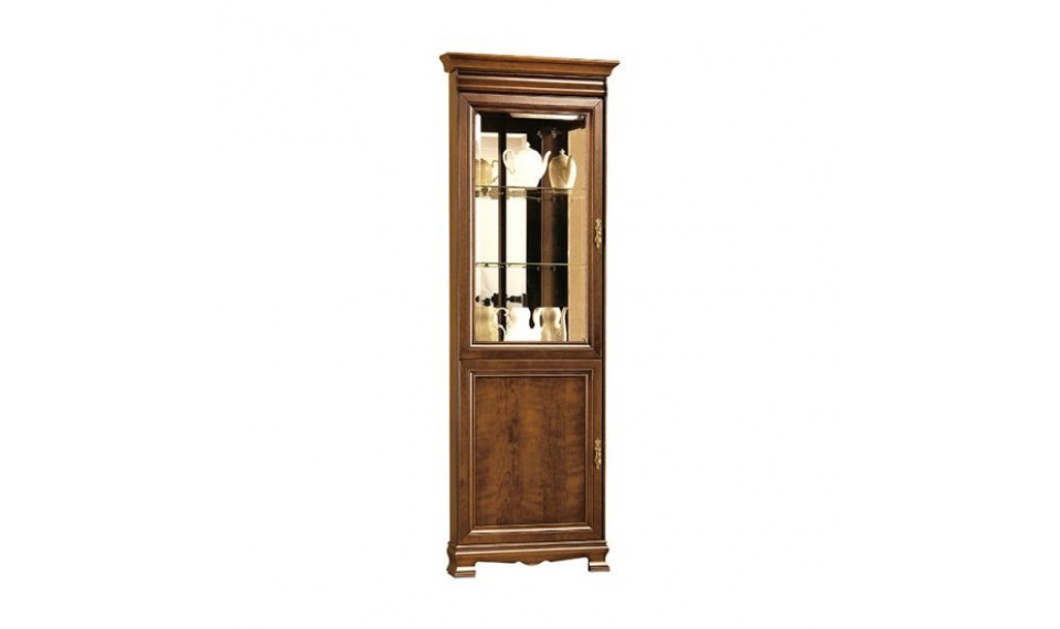 Neptun N-W/N nurgavitriin V/P valgustusega, värv new walnut | Raamatukapid ja vitriinid | ZIPhome.ee изображение 1