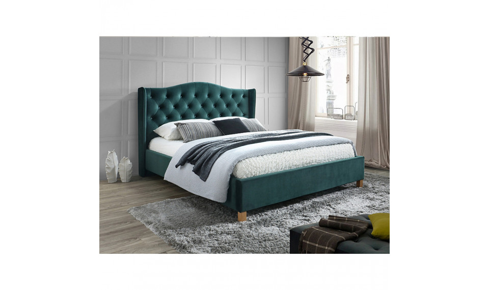 Bed ASPEN 180x200 VELVET BLUVEL 78 green | Makuuhuone | ZIPhome.ee kuva 1