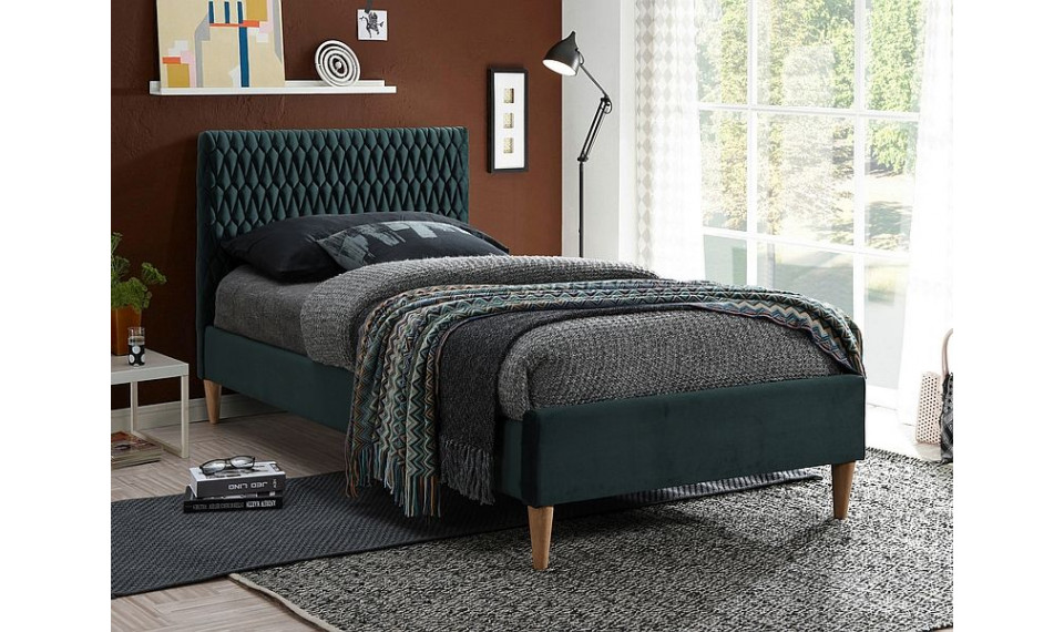Bed AZURRO 90x200 VELVET BLUVEL 78 green | Beds and couches | ZIPhome.ee image 1
