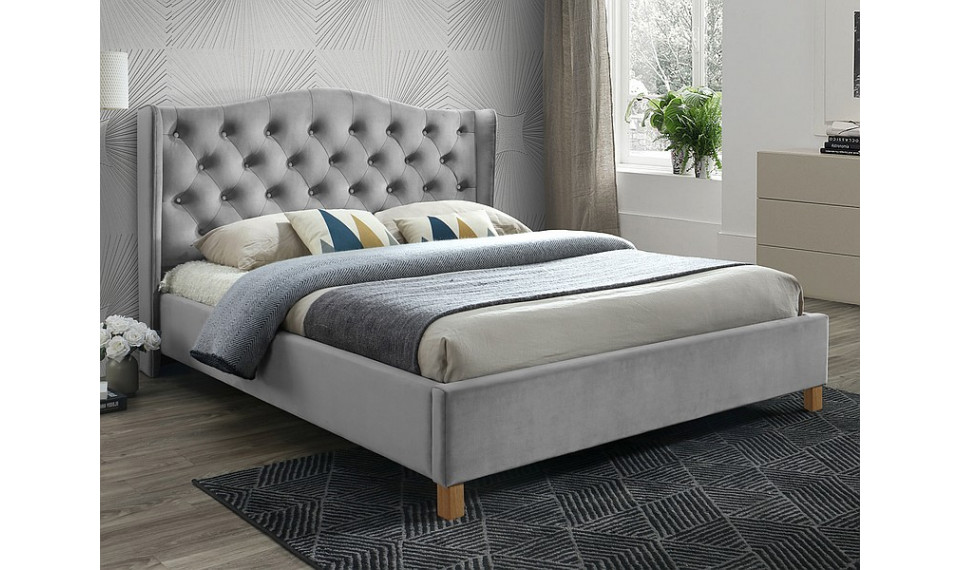 Bed ASPEN 160x200 VELVET BLUVEL 03 light grey | Sängyt | ZIPhome.ee kuva 1