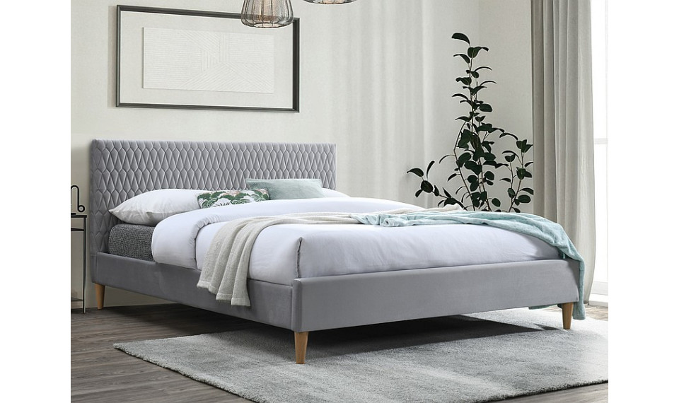 Bed AZURRO 160x200 VELVET BLUVEL 03 light gray | Sängyt | ZIPhome.ee kuva 1
