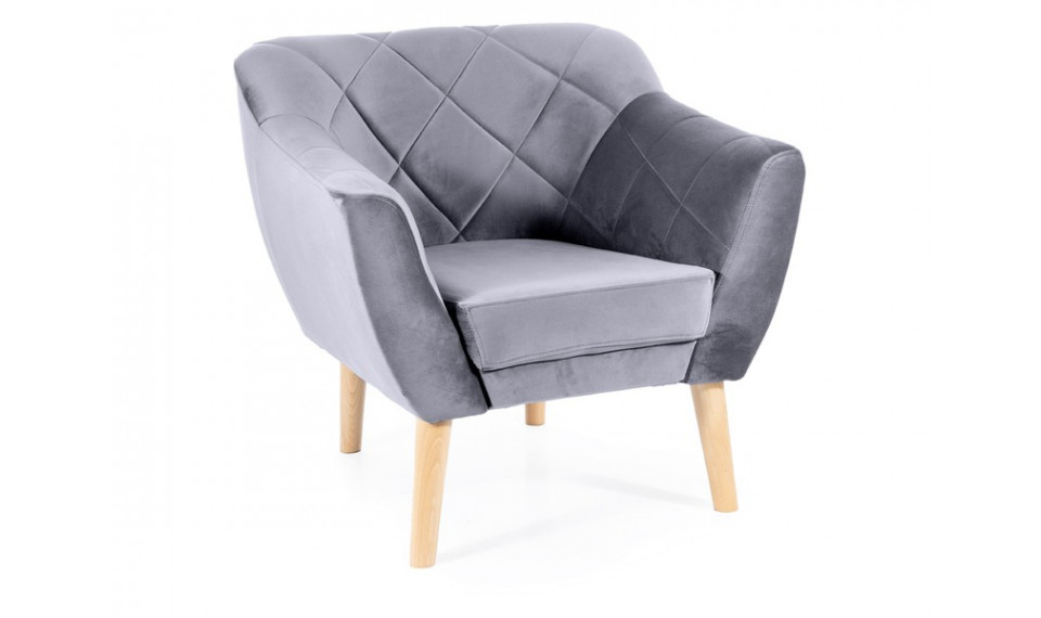 Armchair KARO 1 VELVET BLUVEL 14 grey/beech | Soft furniture | ZIPhome.ee kuva 1