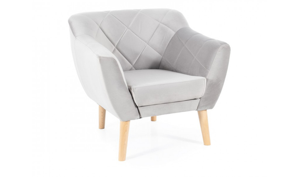Armchair KARO 1 VELVET BLUVEL 03 light gray/beech | Soft furniture | ZIPhome.ee image 1