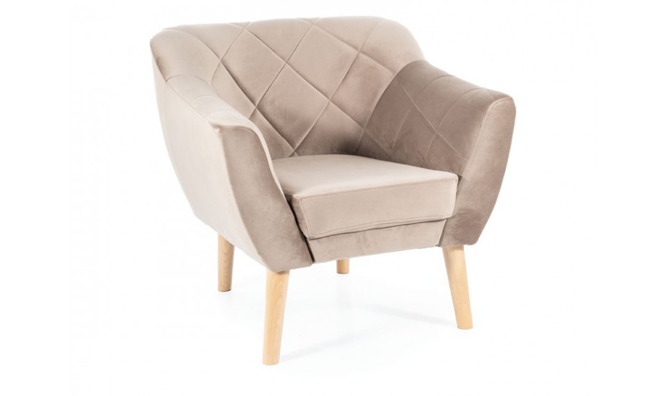 Armchair KARO 1 VELVET BLUVEL 40 dark beige/beech | Soft furniture | ZIPhome.ee kuva 1