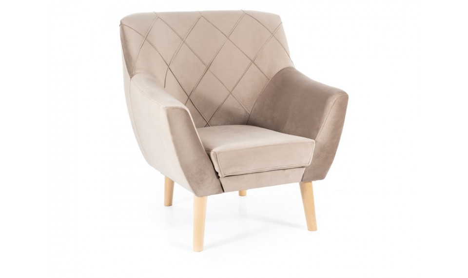 Armchair KIER 1 VELVET BLUVEL 40 dark beige/beech | Soft furniture | ZIPhome.ee kuva 1