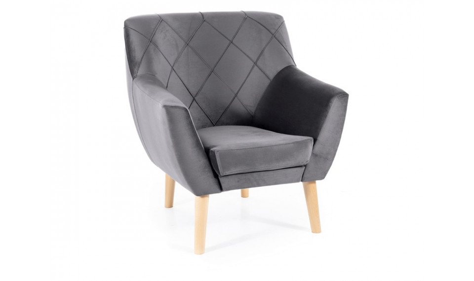 Armchair KIER 1 VELVET BLUVEL 14 grey/beech | Soft furniture | ZIPhome.ee image 1