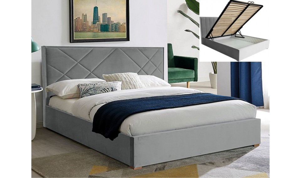 MAGIA II Voodi 160x200 VELVET Bluvel 03 helehall | Voodid ja kušetid | ZIPhome.ee pilt 2