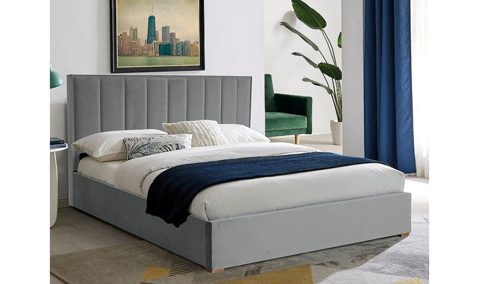 Bed MARANI II 140x200 Velvet Bluvel 03 light gray | Sängyt ja runkosängyt | ZIPhome.ee kuva 1