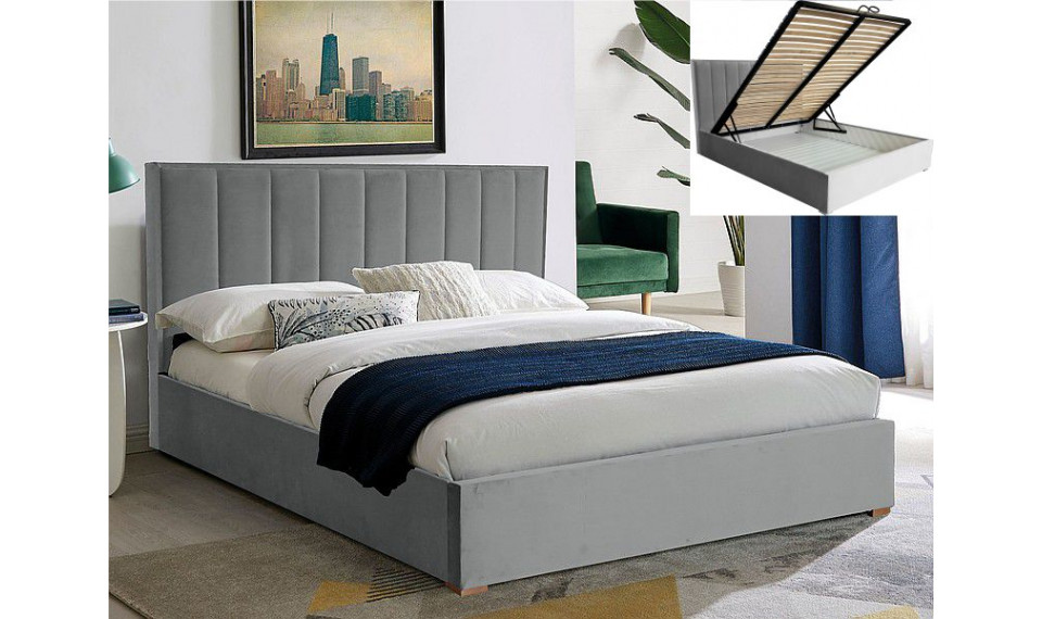 Bed MARANI II 140x200 Velvet Bluvel 03 light gray | Sängyt ja runkosängyt | ZIPhome.ee kuva 2