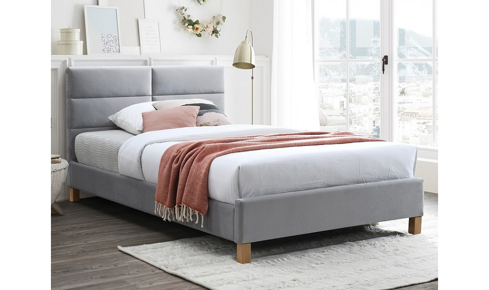 Bed SIERRA 120x200 VELVET Bluvel Bluvel 03 light gray | Sängyt | ZIPhome.ee kuva 1