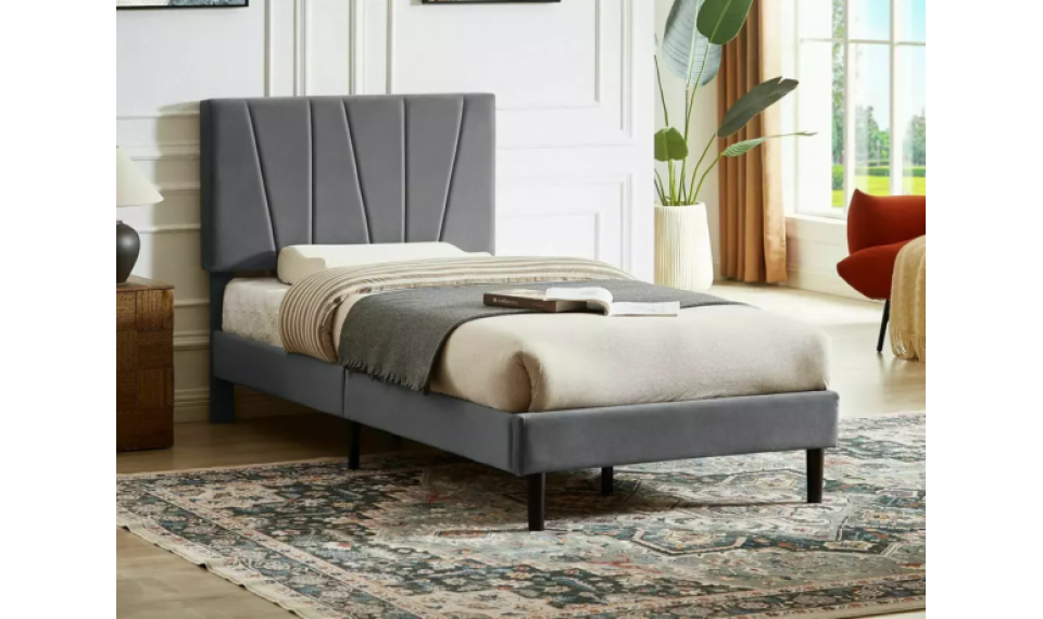 Кровать Savana Velvet 90x200 серая | Кровати и кушетки | ZIPhome.ee изображение 1
