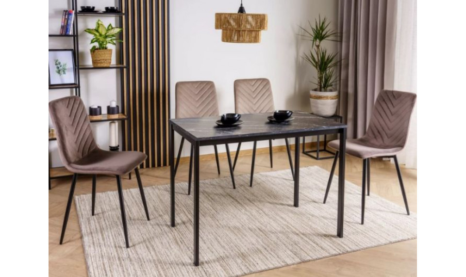 Dining table MARIO black marble/black 100x60 cm | Tables | ZIPhome.ee image 2