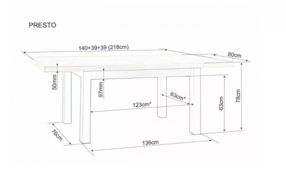 Раздвижной обеденный стол PRESTO 140-218x80 см дуб кремона торро/кашемир | Столы | ZIPhome.ee изображение 2