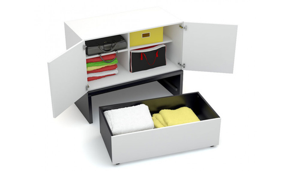 Cabinet 2-pieces with platform 106x53 with draw Young Users  white/black 106,6/53/88 | Bookcases and glass cases | ZIPhome.ee image 1